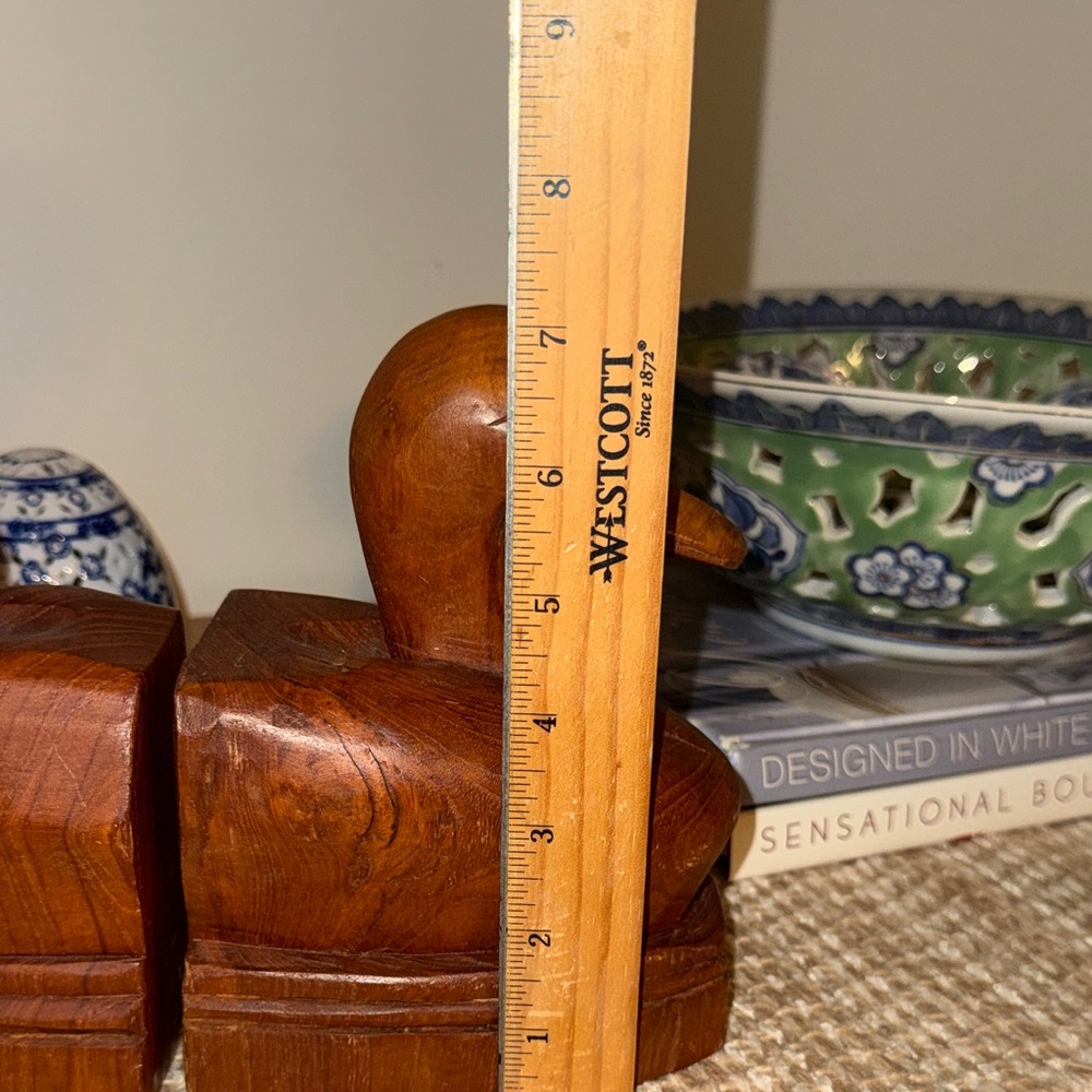 Hand Carved Wooden Duck Bookends - Picture 3 of 6
